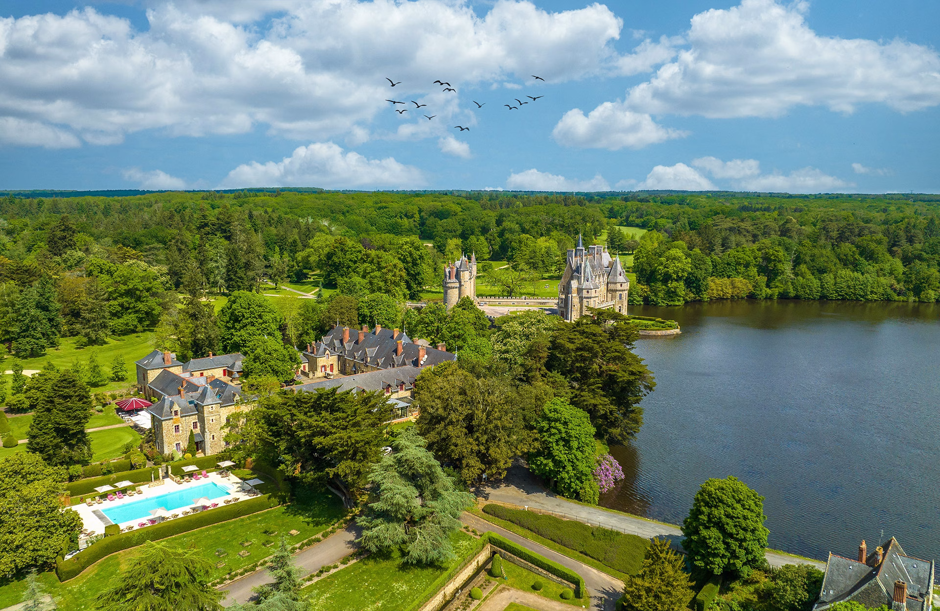 Vue aérienne du Domaine de la Bretesche