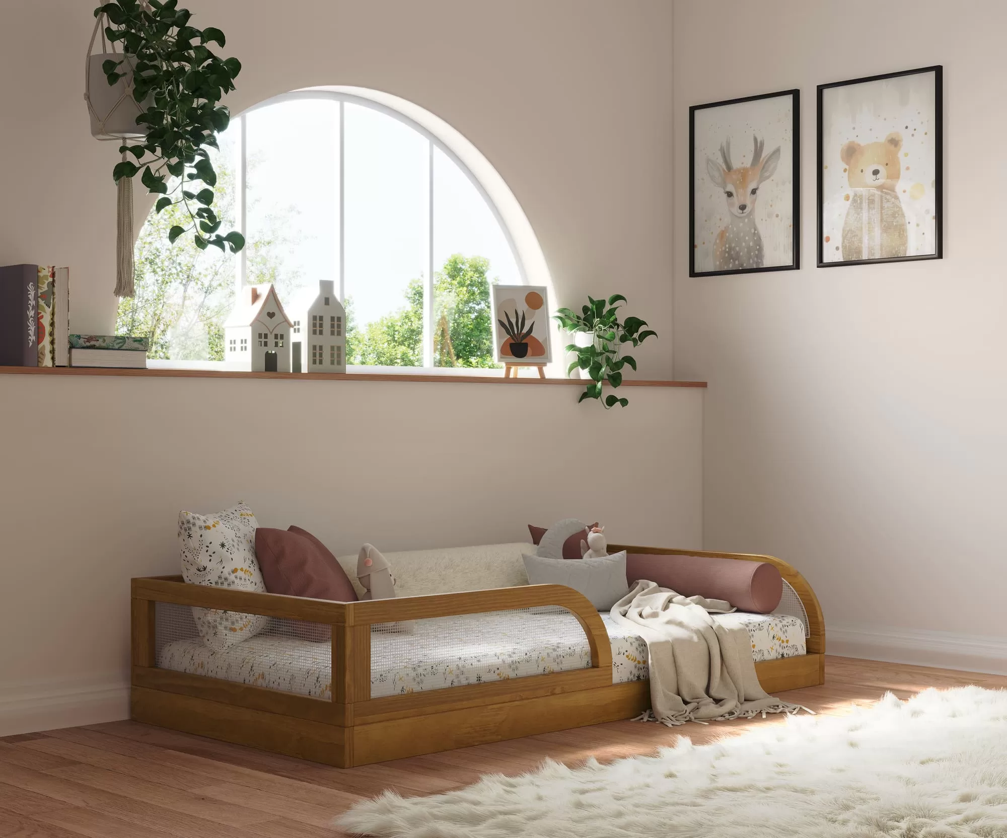 Lit enfant 90x190 : évolutif Montessori Adao en bois de pin massif